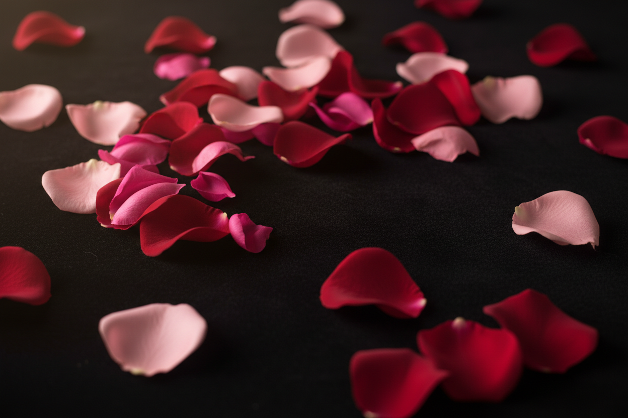 black with rose petals. no jewerly